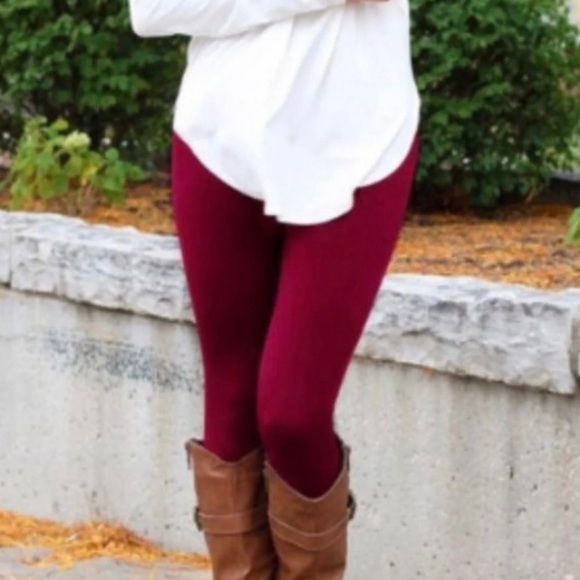 Burgundy Fleece Leggings L/XL NWT - Picture 3 of 7